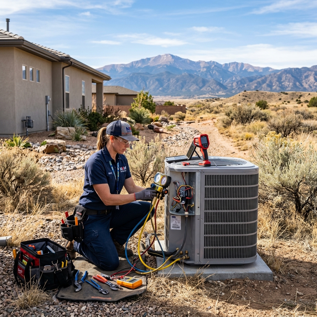 HVAC technician working outside in Pueblo Colorado